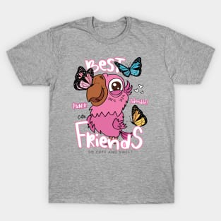 Cute pink bird with butterflies T-Shirt